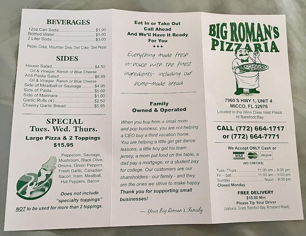 Big Romans Pizza Menu image 2